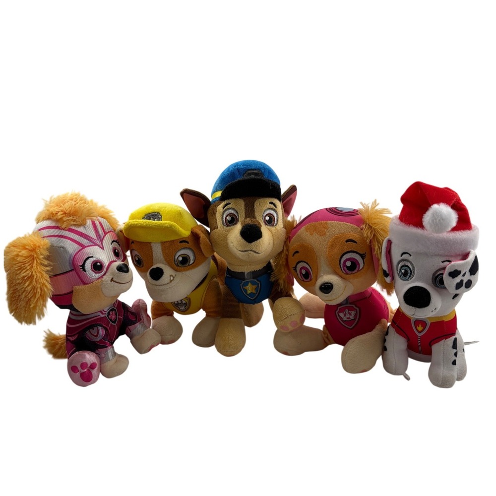 PAW Patrol Plush Toy Lot 5pc Mighty Movie Skye Chase Rubble Holiday Marshall